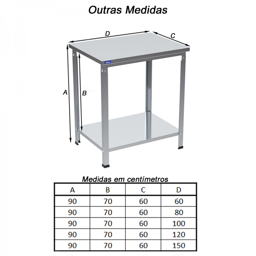 Mesa de Inox Paneleiro Liso Cego 60 x 60 - Aisa